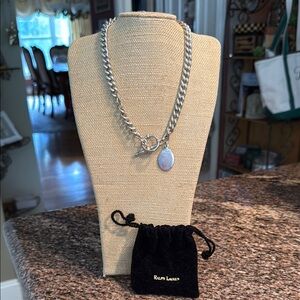 Ralph Lauren Silver Pendant Necklace with Intricate Chain Work